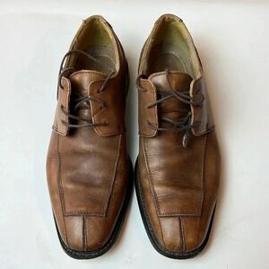 Florsheim Mens Brown Leather Shoes 11D Oxford Lace Up Square Toe Office Business